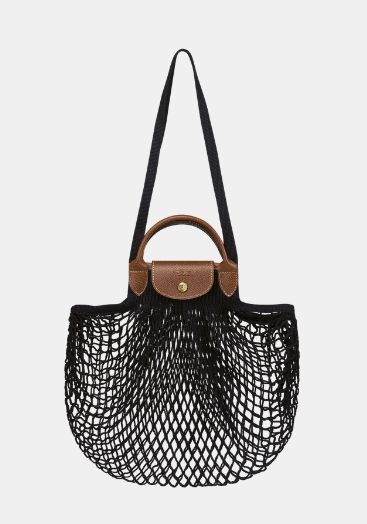 LONGCHAMP LE PLIAGE FILET L MESH BAG Black - Canvas