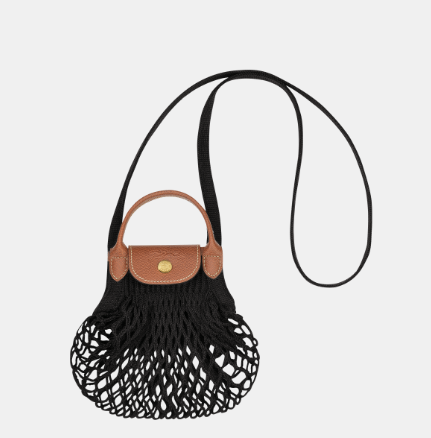 LONGCHAMP LE PLIAGE FILET XS MESH BAG Black - Canvas