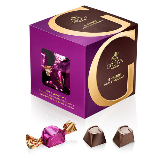 GODIVA Classic Dark Chocolate G Cube Box, 22 pcs