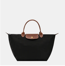 Load image into Gallery viewer, LONGCHAMP Le Pliage Green M Handbag Black - Recycled canvas
