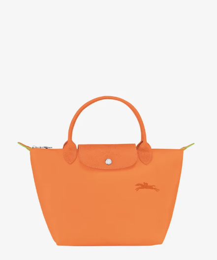 LONGCHAMP   LE PLIAGE GREEN TOP HANDLE BAG ORANGE