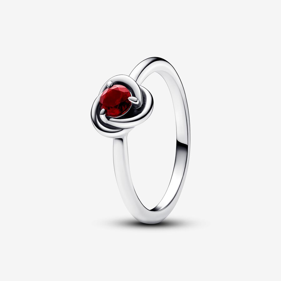 PANDORA Sterling silver ring with salsa red crystal