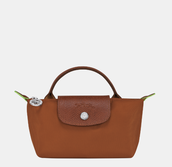 Longchamp with handle Cognac - Recycled canvas