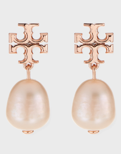 Tory Burch Kira Pearl-Drop Earrings, Rose Gold