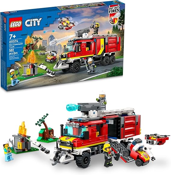 LEGO City Fire Command Unit 60374, Rescue Fire Engine Toy Set