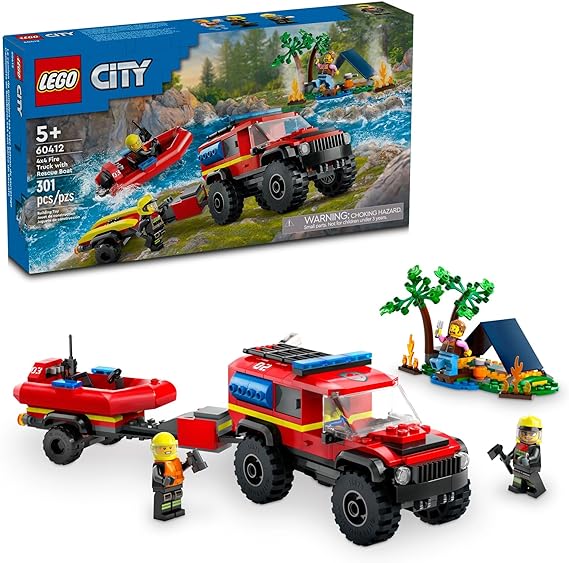 LEGO City 4x4 Fire Truck with Rescue Boat Toy