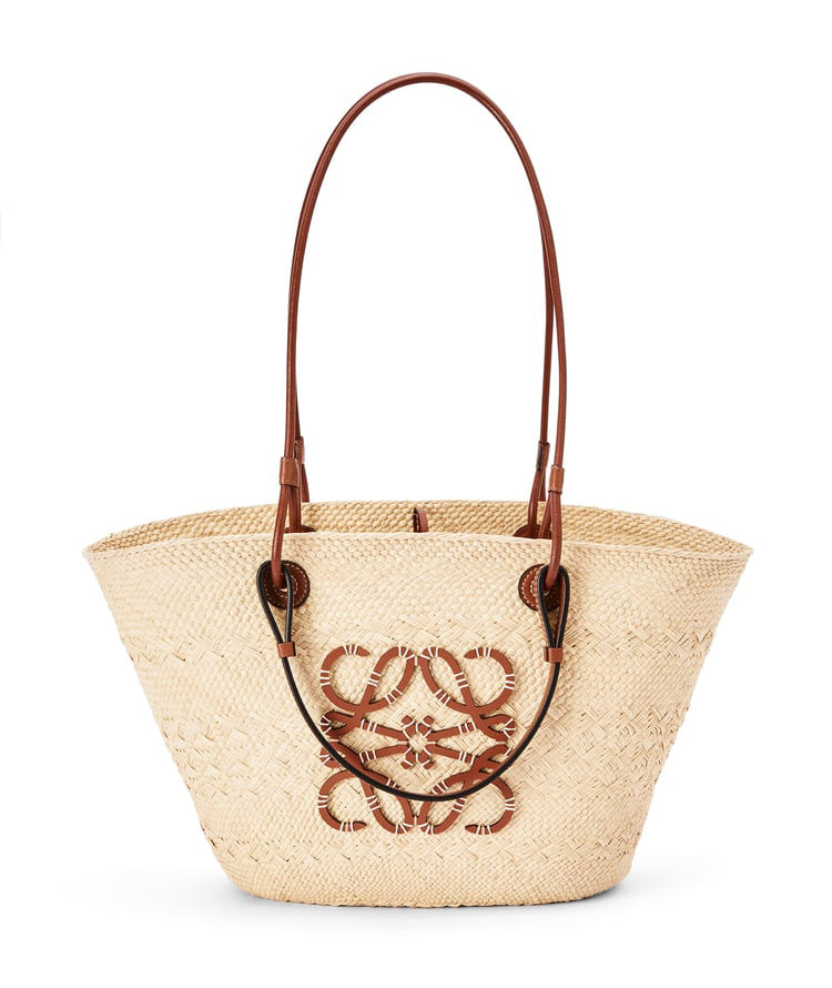 LOEWE Anagram Basket bag in iraca palm and calfskin