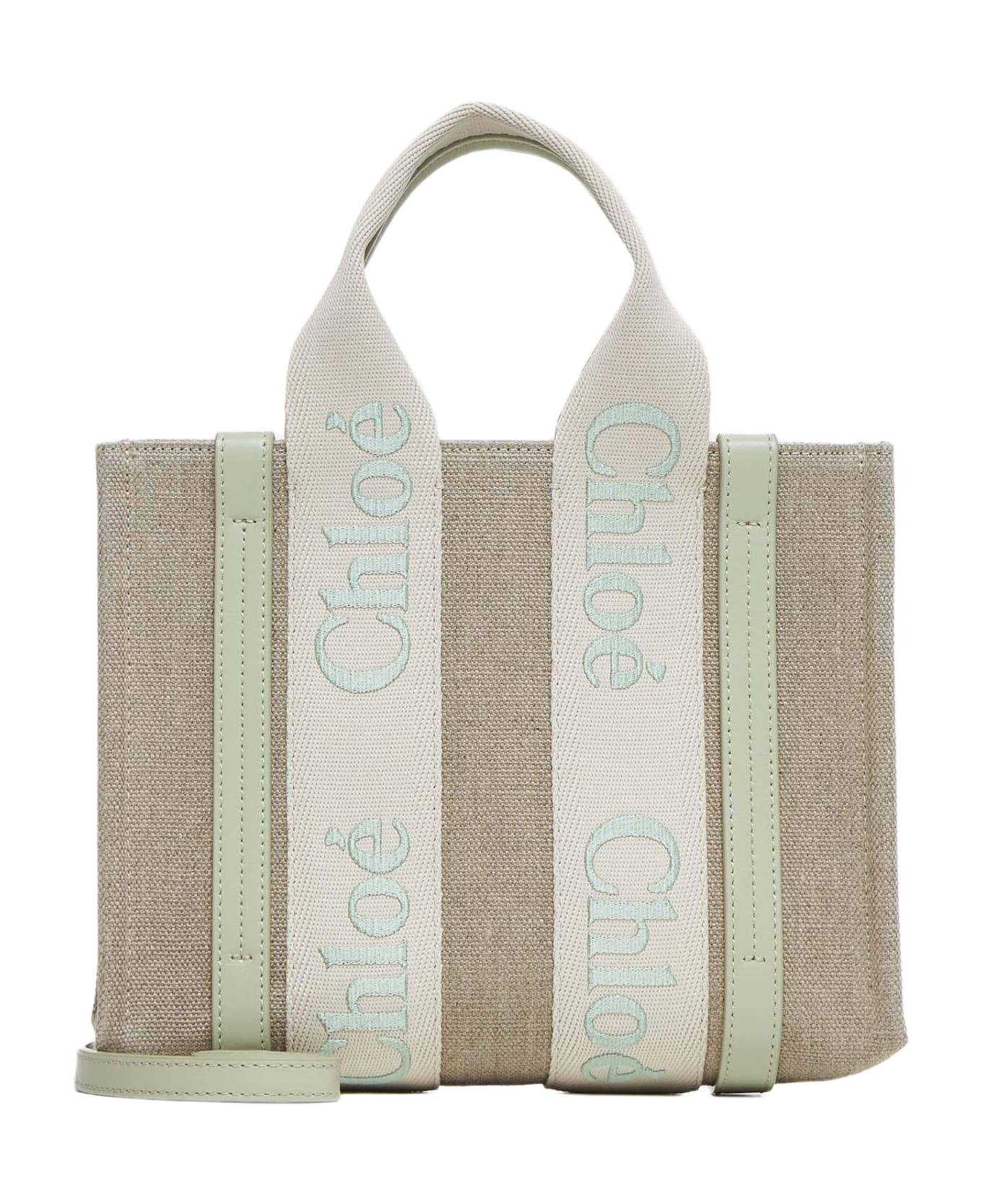 Chloe Woody Linen Small Tote Bag