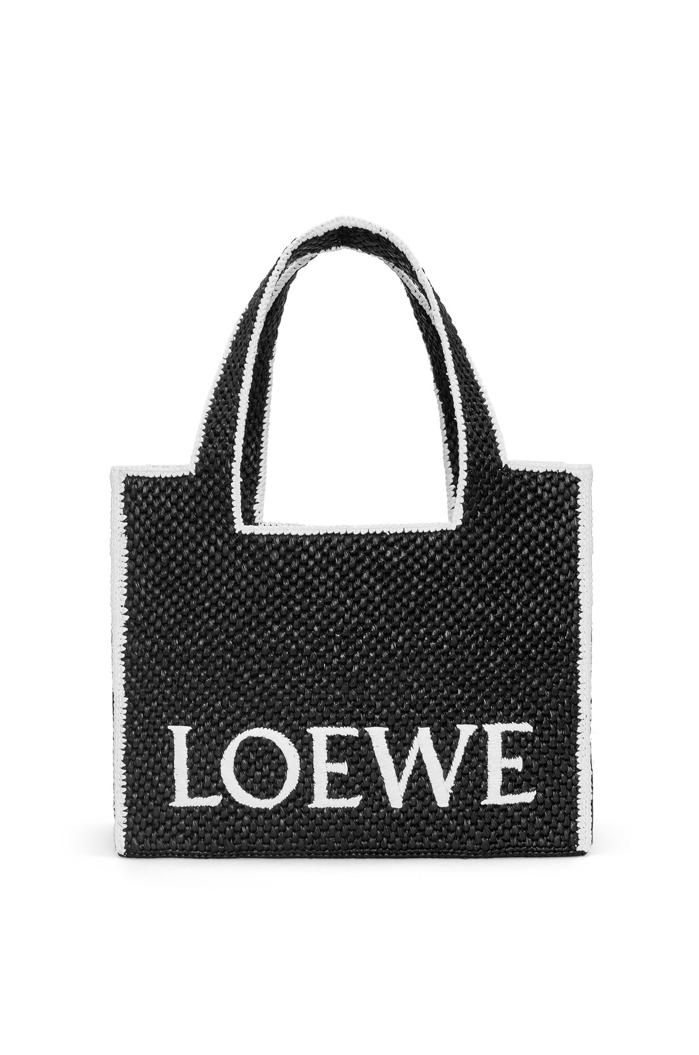 LOEWE Large Loewe Font Tote in raffia