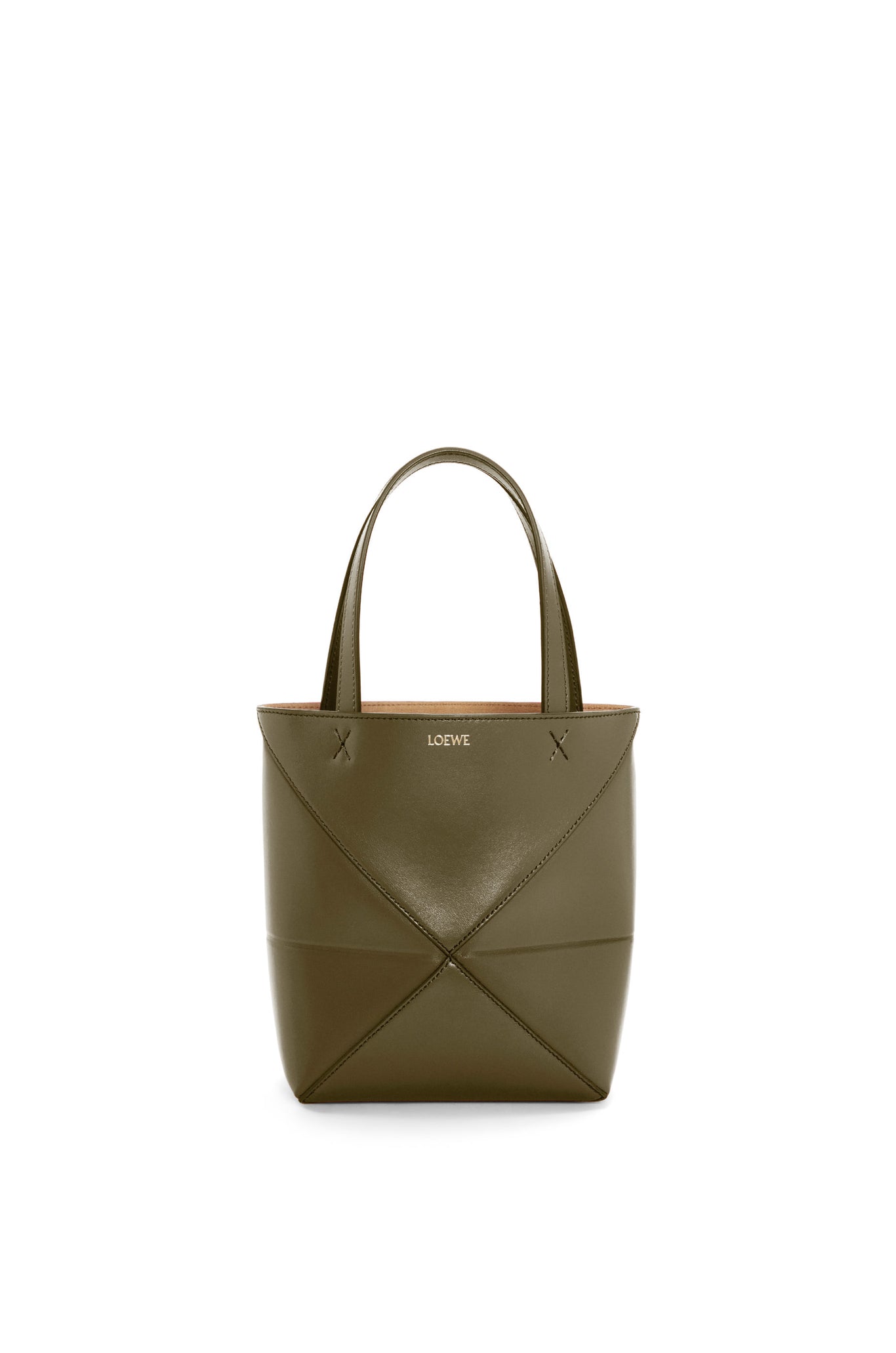 LOEWE Mini Puzzle Fold Tote in shiny calfskin