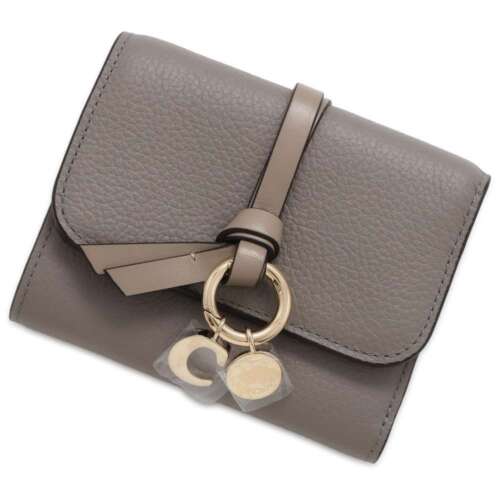 Chloe Alphabet Trifold Wallet Size Small Leather Gray