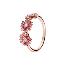 Load image into Gallery viewer, Daisy Pandora Rose ring with clear cubic zirconia and shaded pink enamel 188792C01
