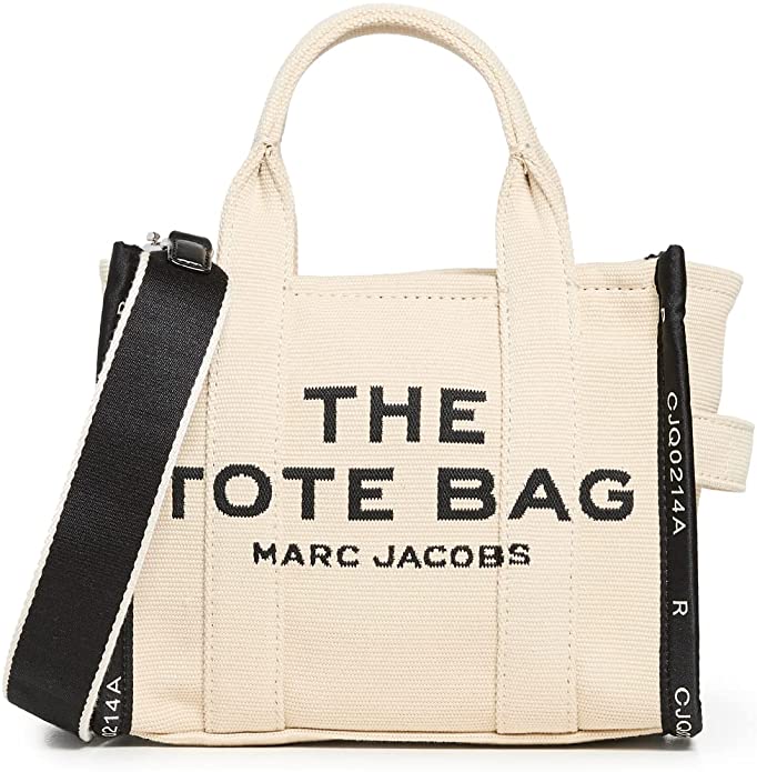 MARC JACOBS SMALL TRAVELER TOTE JACQUARD TOTE BAG WARM SAND
