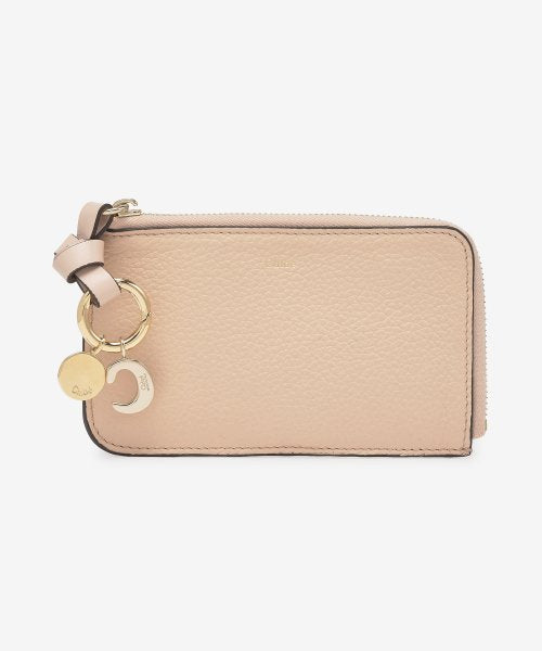 Chloe Alphabet Small Coin Purse with Key Ring, Coment Pink